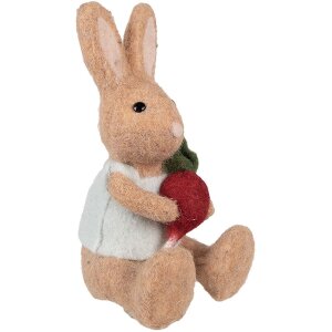 Clayre & Eef Iepure decorativ cu ridichi maro 10x10x19 cm