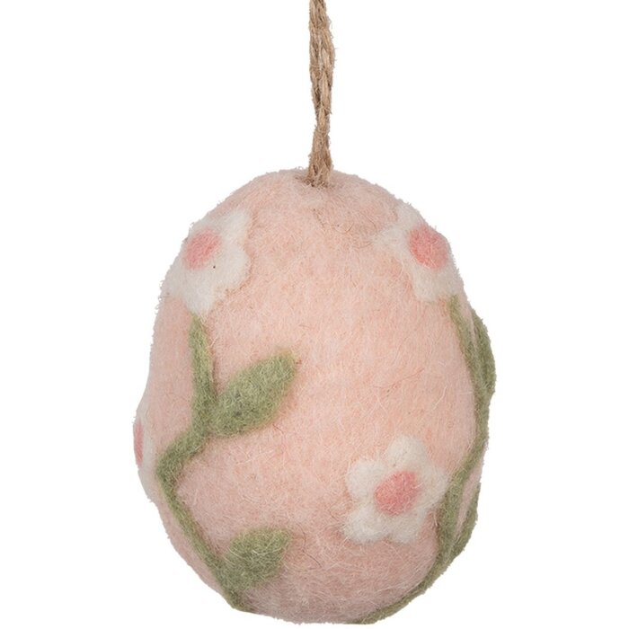 Clayre & Eef Decorațiune suspendată ou roz verde Ø 6x8 cm textile stil țară