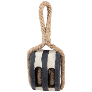 Clayre & Eef Deko Flaschenzug Holz Schwarz Braun...