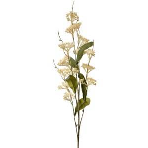 Clayre & Eef Creangă decorativă cu flori bej verde 80cm plastic