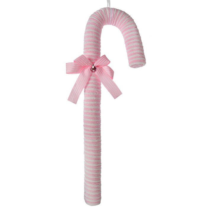 Clayre & Eef Etichetă de Crăciun acadea roz alb 17x5x56 cm