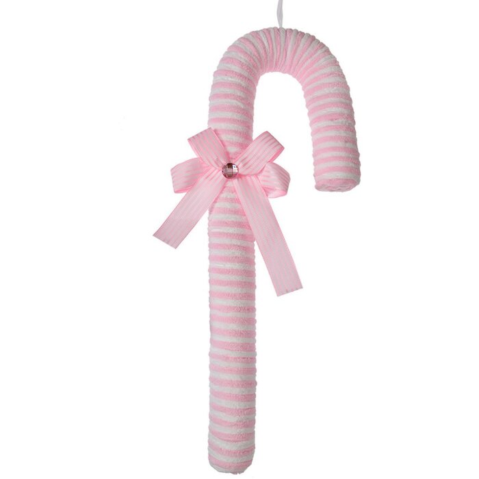 Clayre & Eef Zuckerstange Rosa Weiß 17x5x45 cm Weihnachtsdeko Landhausstil