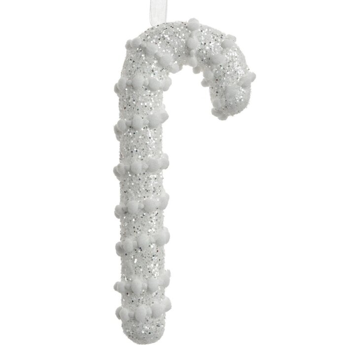 Clayre & Eef Etichetă de Crăciun baston de zahăr alb 8x3x17 cm