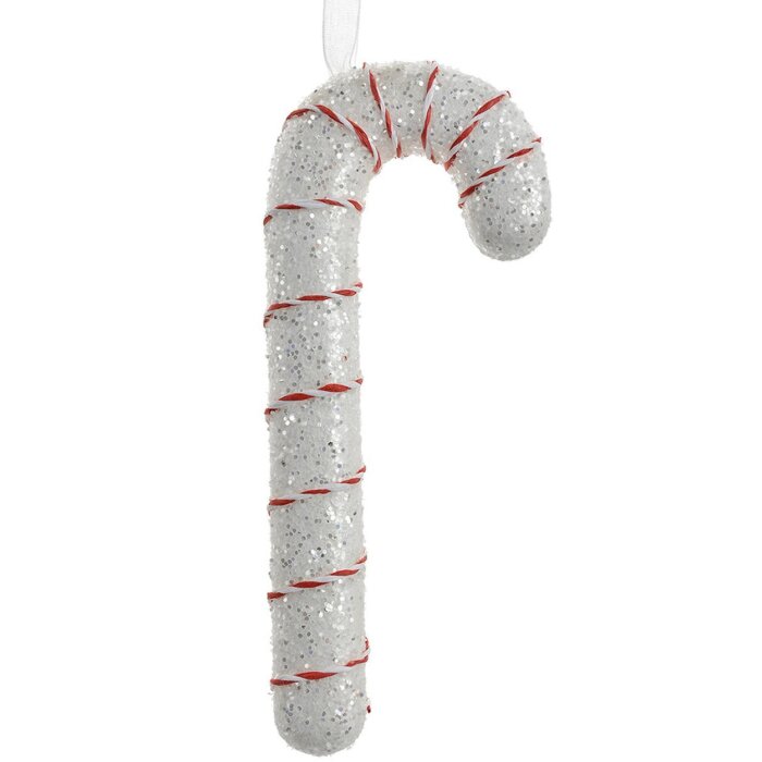 Clayre & Eef 66105 Etichetă de Crăciun baston de zahăr alb roșu 8x3x17 cm