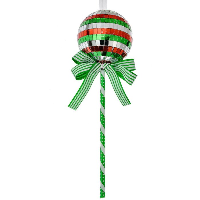 Clayre & Eef Etichetă de Crăciun Lollipop Ø9x25cm Verde Roșu Plastic