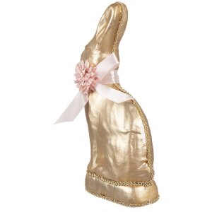 Clayre & Eef Deko-Kaninchen Gold 11x5x22 cm Textil...