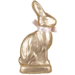 Clayre & Eef iepure decorativ auriu 11x5x22 cm arc textil din plastic