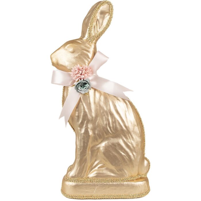 Clayre & Eef iepure decorativ auriu 22x8x40 cm plastic textil