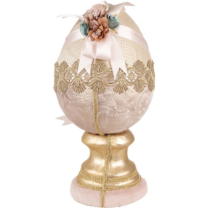 Clayre & Eef Ou decorativ Ø 20x38 cm Bej Roz Auriu Decoratiuni de Paste Textile Plastic