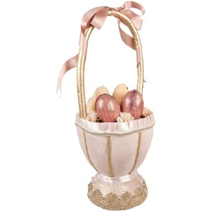 Clayre & Eef Coș decorativ roz Ø20x47 cm Stil rustic cu fundițe Puișori