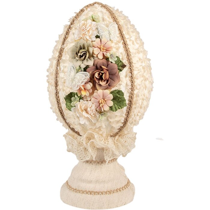 Clayre & Eef Ou decorativ bej Ø20x39 cm Decorațiune de primăvară stil vintage