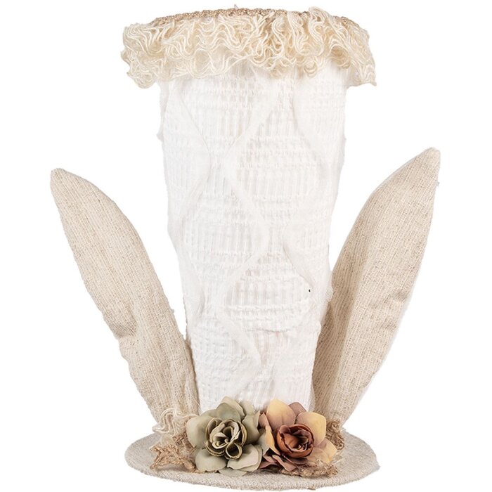Clayre & Eef Pălărie decorativă alb bej 16x16x27 cm Romantic Vintage Style Fabric Flori