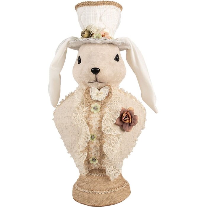 Clayre & Eef Decorative Rabbit Textile Bej 24x17x50 cm Decorațiuni de Paște