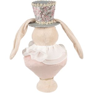 Clayre & Eef Deko Kaninchen Textil Beige Gold 18x15x39 cm Vintage Stil