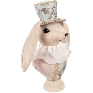 Clayre & Eef Deko Kaninchen Textil Beige Gold 18x15x39 cm Vintage Stil