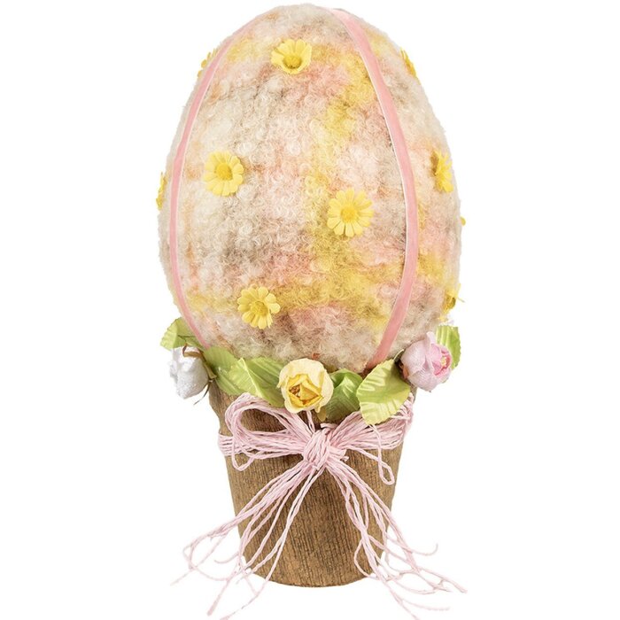 Clayre & Eef 65948 Deko Ei Rosa Gelb Ø17x33cm Landhausstil Textil Kunststoff