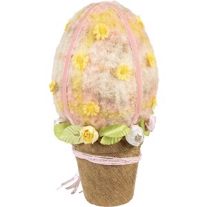 Clayre & Eef 65948 Deko Ei Rosa Gelb Ø17x33cm Landhausstil Textil Kunststoff