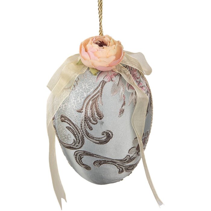 Clayre & Eef Hanging Egg Decorație Albastru Ø11x16cm Textile Plastic Romanticism