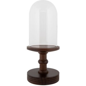 Clayre & Eef Glasglocke Holzsockel Ø14x34cm...