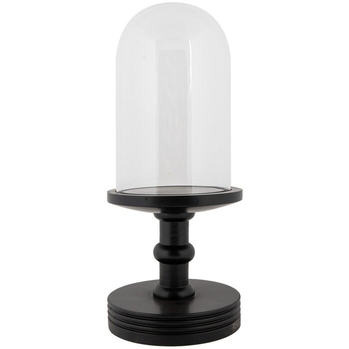 Clayre & Eef 6GL5059Z Borcan clopot din sticlă Ø14x34cm negru transparent