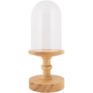 Clayre & Eef Glasglocke Holzsockel Ø17x40cm...