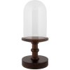 Clayre & Eef sticlă clopot borcan bază de lemn Ø17x40cm stil țară sticlă maro