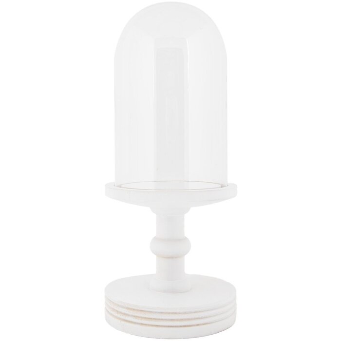 Clayre & Eef Clopot de sticlă Ø17x40cm Sticlă albă Lemn Stil țară Capotă decorativă