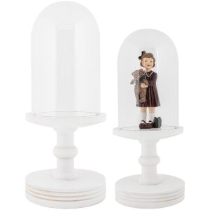 Clayre & Eef Clopot de sticlă Ø17x40cm Sticlă albă Lemn Stil țară Capotă decorativă