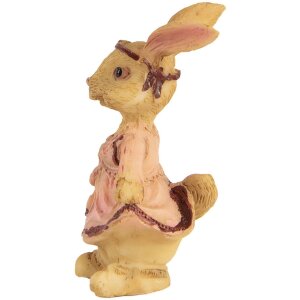 Clayre & Eef Iepure decorativ din poliresină maro roz 3x3x5 cm stil rustic