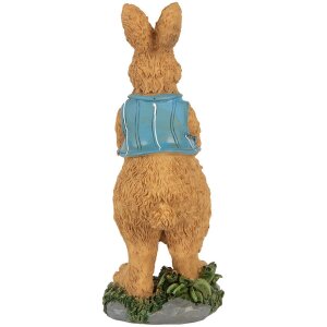 Clayre & Eef 6PR5721 Iepure decorativ maro albastru 13cm Poliresină stil țară