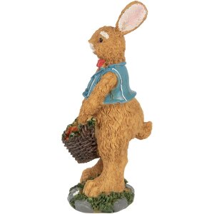 Clayre & Eef 6PR5721 Iepure decorativ maro albastru 13cm Poliresină stil țară