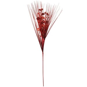 Clayre & Eef Creangă decorativă roșie 78?cm Glitter Plantă artificială pentru decorațiuni festive