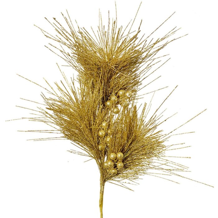 Clayre & Eef Decor de Crăciun auriu 25x10x80 cm ramură de brad cu sclipici