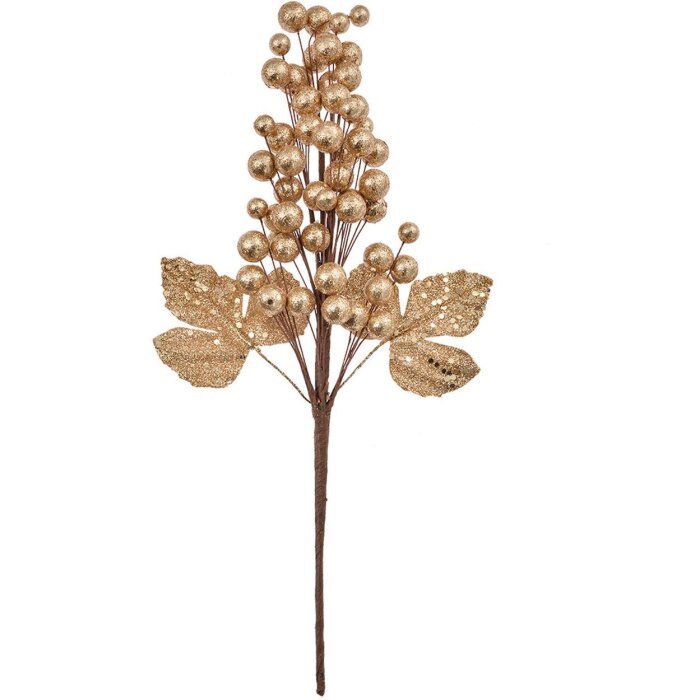 Clayre & Eef 66153GO Creangă decorativă maro auriu 34cm Decorațiuni de Crăciun din plastic