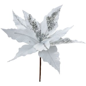 Clayre & Eef Weihnachtsdeko Blume Weiß Silber...