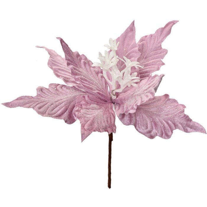 Clayre & Eef Decorațiuni de Crăciun Floare roz Ø28x30 cm Plastic Decorative Stem