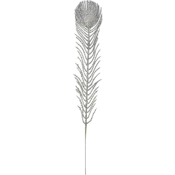 Clayre & Eef 66161ZI Pană decorativă argint 42 cm plastic lucios