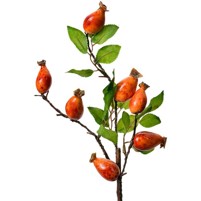 Clayre & Eef Creangă decorativă Trandafir portocaliu-verde 10x8x50 cm