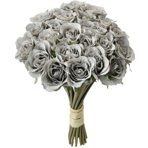 Clayre & Eef Buchet 24 trandafiri gri 20x16x30 cm...