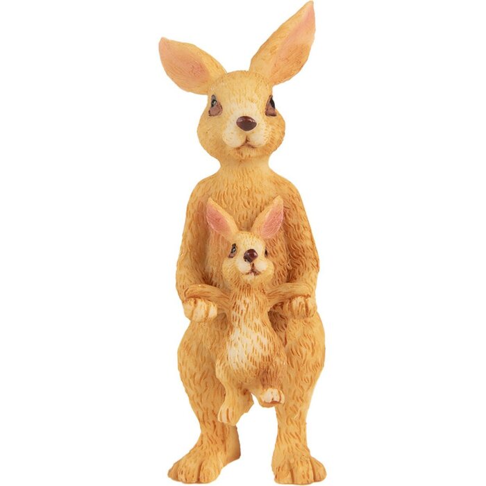 Clayre & Eef figurină decorativă iepure cu copil maro 4x4x8 cm stil țară