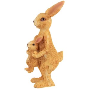 Clayre & Eef figurină decorativă iepure cu copil maro 4x4x8 cm stil țară