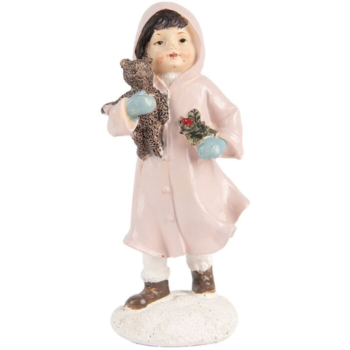 Clayre & Eef 6PR5727 Weihnachtsfigur Kind Rosa 12cm Landhausstil Polyresin