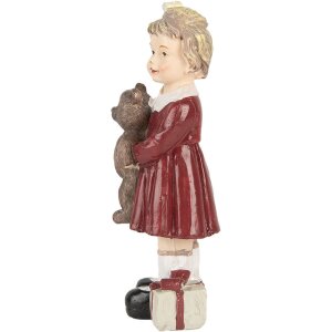 Clayre & Eef Decorațiune copil cu ursuleț de pluș roșu maro 6x4x13 cm