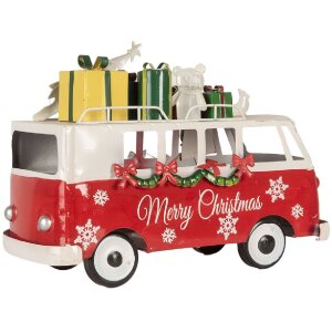 Clayre & Eef 6Y5855 Model autobuz LED roșu alb 31x15x21 cm Funcționează cu baterie