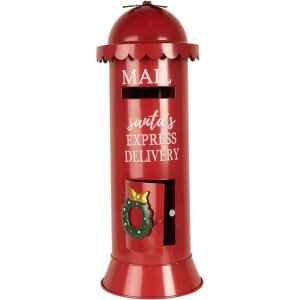 Clayre & Eef 6Y5859 Briefkasten Rot Ø19x52cm Santa’s Express Delivery