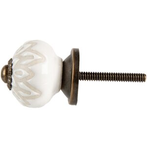 Clayre & Eef Buton ușă ceramică alb gri Ø3cm...