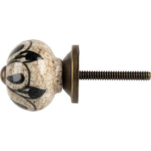 Clayre & Eef 66042 Buton de ușă ceramic gri negru...