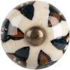 Clayre & Eef Türknopf Keramik Ø 3x3 cm Beige Schwarz Vintage