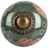 Clayre & Eef Buton de ușă din ceramică Ø 3x3 cm Verde Portocaliu Stil Boho