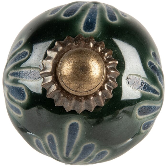 Clayre & Eef Türknopf Keramik Grün Blau Ø3cm Boho Stil